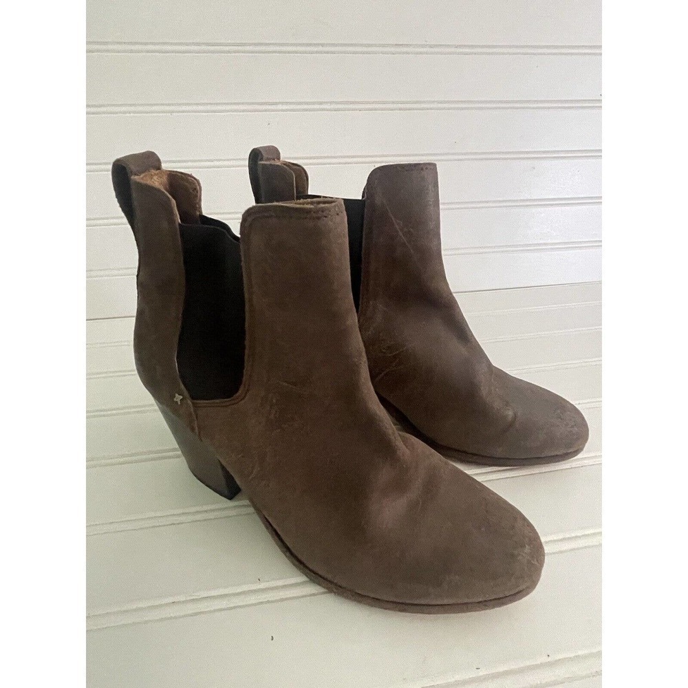 Rag & Bone Womens Brown Suede All Leather Block Heel Booties 36 1/2 Size 6 US - Picture 3 of 9